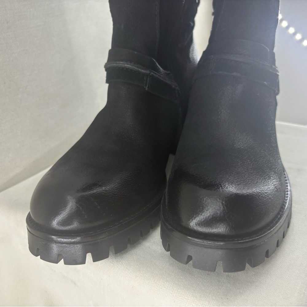 Miz Mooz Black Lace-Up Knee-High Heeled Boots - Picture 3 of 11